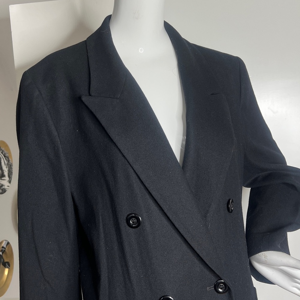 Pendleton Sz 12 Black 100% Virgin Wool Long Double Breasted Coat Made in USA - Picture 2 of 8